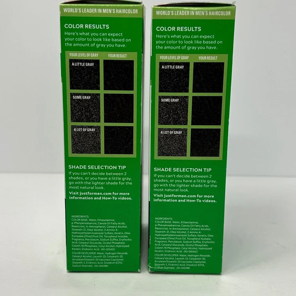 2 Pack Just For Men Shampoo-In Color H-60 Jet Black Gray Coverage Hair Dye